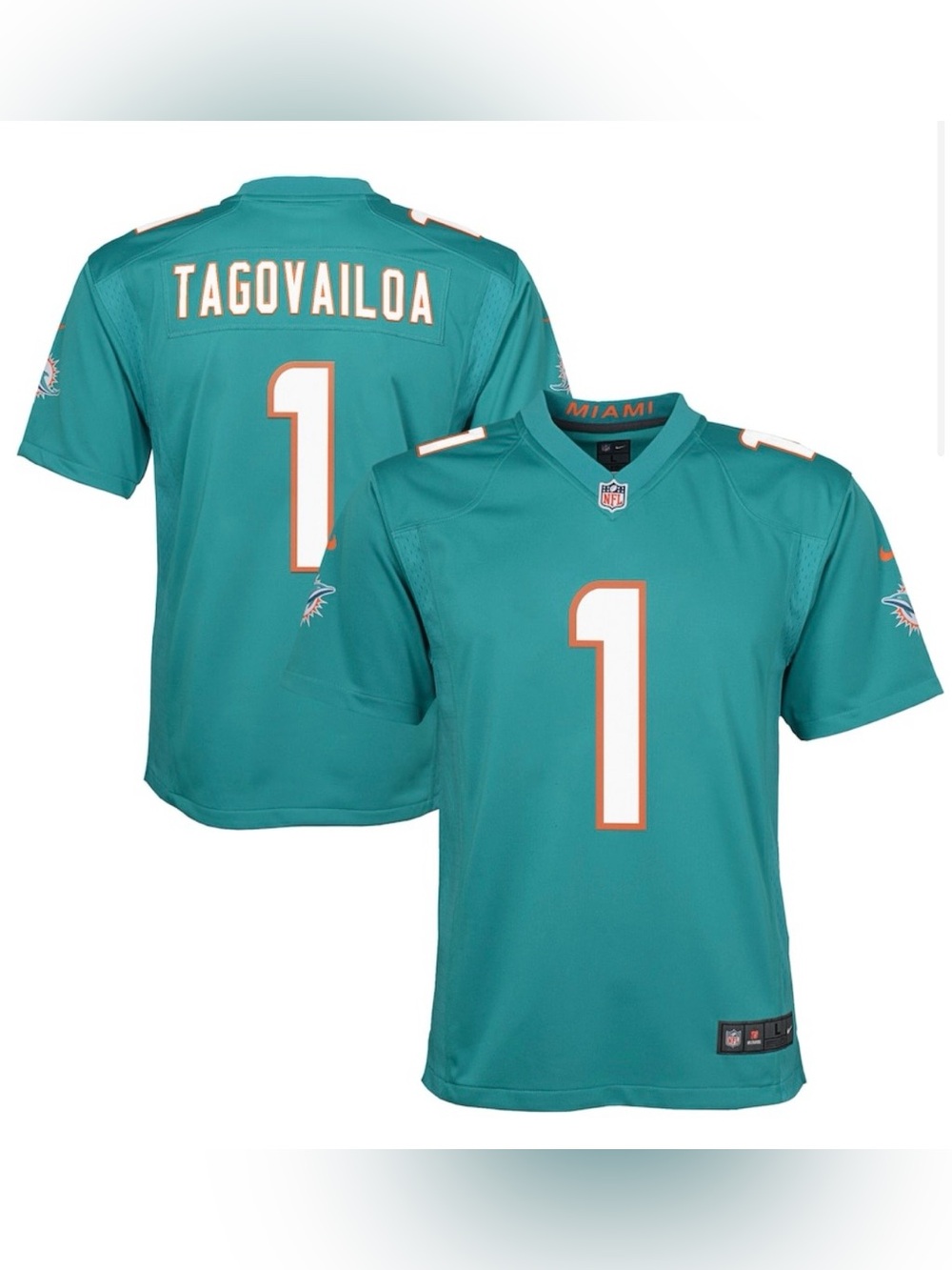 NWT - Tua Tagovailoa Miami Dolphins Nike Youth Game Jersey - Aqua